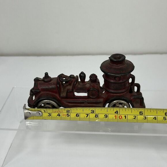 A.C. Williams Cast Iron Steamer Red Fire Pumper Truck Toy Antique READ - Picture 2 of 7